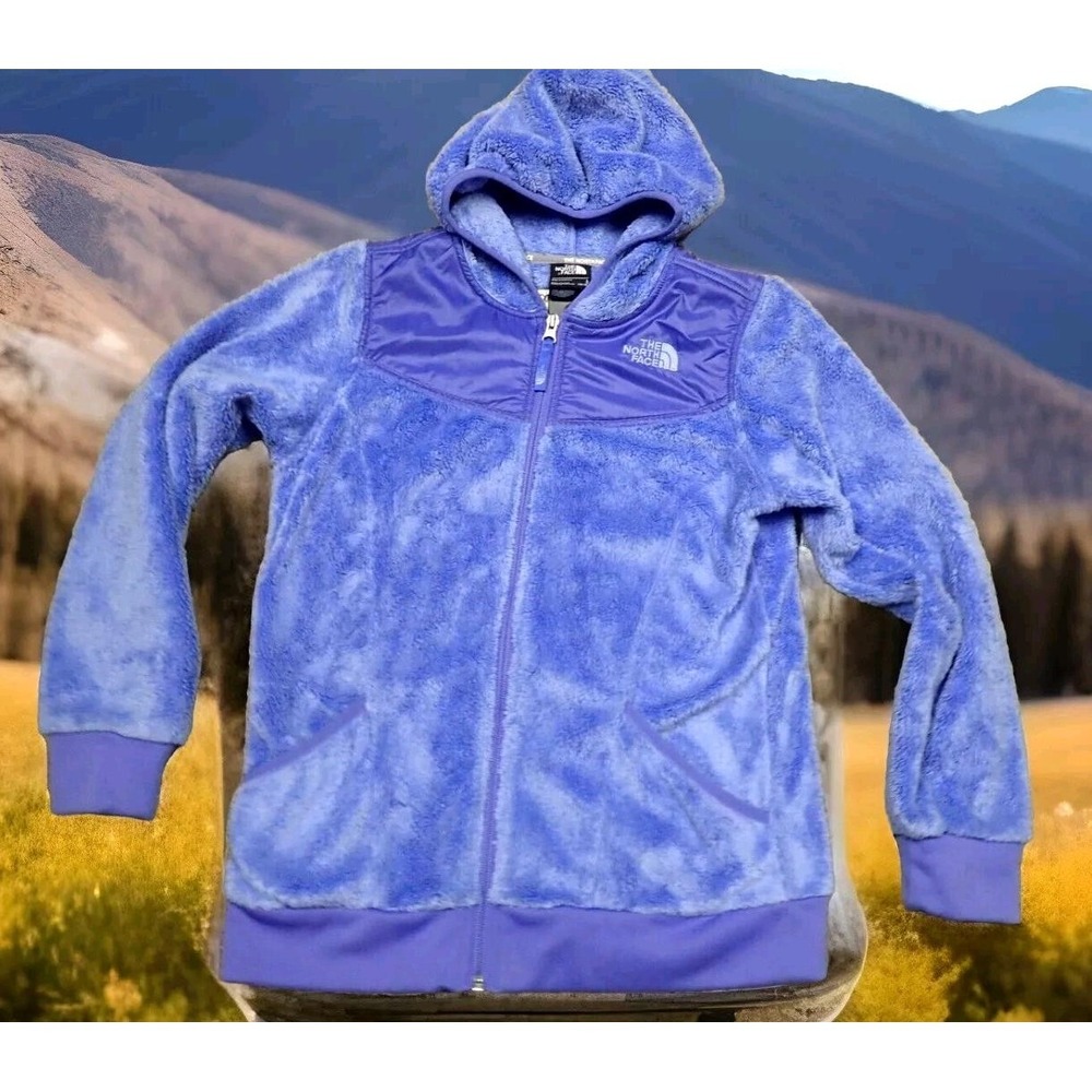 The North Face Osito Fleece Hoodie Girls Large 14/16‎ Purple Excellent Full Zip